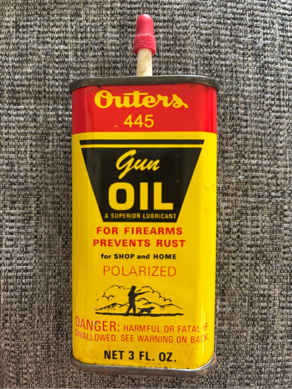 Vintage Outers 445 Gun Oil 3 Oz Metal Can Hunting Advertising